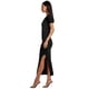 thumbnail image 5 of Vestido largo ajustado con cuello en V profundo y abertura lateral negra para mujer Vestidos largos de fiesta de noche de manga corta divididos, 5 of 6