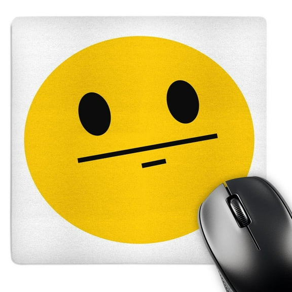3dRose, Poker face smiling Funny straight faced cartoon - Yellow emoticon serious no emotion expressionless, MousePad