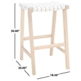 thumbnail image 3 of SAFAVIEH Abreu Rectangle Barstool, White/Light Natural (18.5 in. W x 20 in. D x 30 in. H), 3 of 10