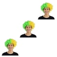 thumbnail image 4 of Minnieouse Peluca de payaso pelo sintético pelos aficionados al fútbol amplia aplicación multicolor Headwearing disfraz divertido Brasil Type1 NO1, 4 of 6