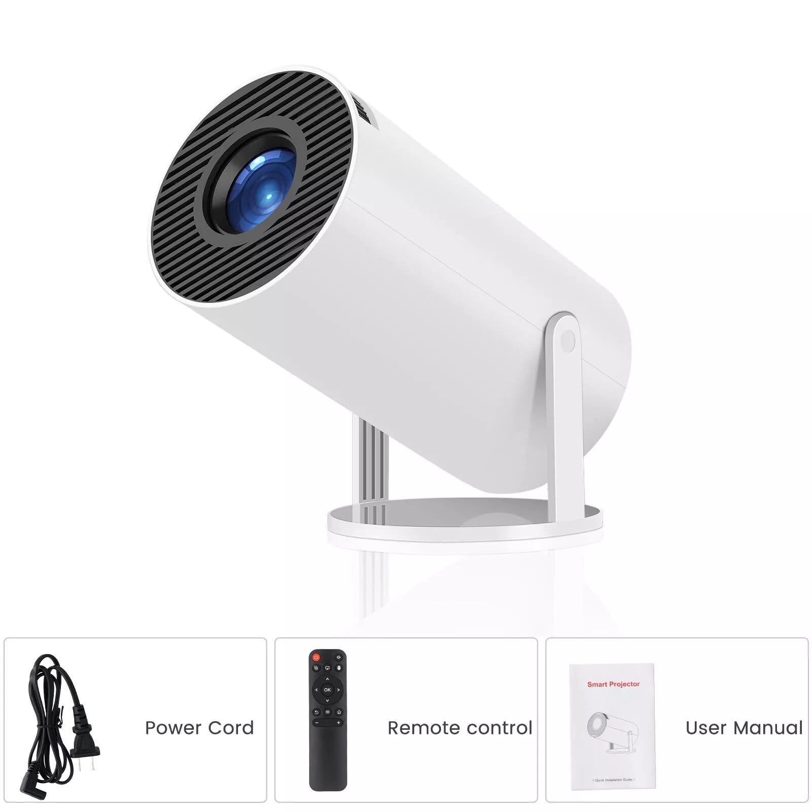 Haiyanuo K1 WiFi 6 BT 5.0 1280*720 4K LED Mini Projector, White, 1 Count