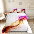 thumbnail image 2 of Manfei Watercolor Ink Painting Full Size Comforter Sets, Modern Abstract Art Bedding Comforter Set, Multicolor Purple Orange, Black Reversible 3 Pieces, 1 Comforter and 2 Pillowcases, 2 of 6