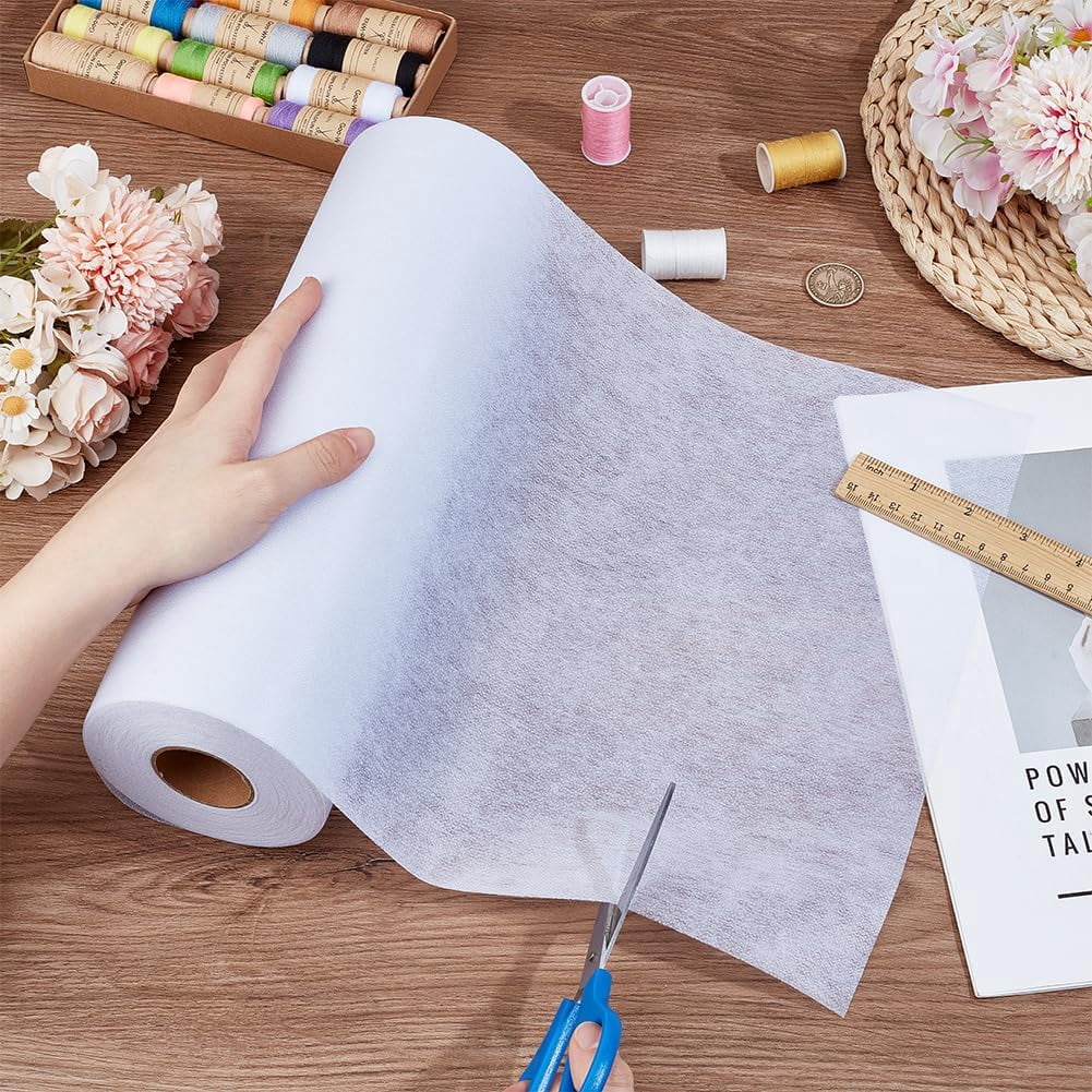 Heavy Weight White Iron-On Fusible Interfacing 11.8 Inchx30 Yards Non-Woven Interfacing Iron On Single-Sided Interfacing Non-Woven Apparel Interfacing for Sewing DIY Crafts Supplies White DIY