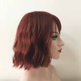thumbnail image 5 of Nevermindyrhead Short Wavy Bob Wig with Fringe Bangs, Short Auburn Dark Red Wigs for Women, Heat Resistant Wigs for Daily, Party, 5 of 8