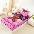 thumbnail image 4 of Castle Fairy Black Kawaii Princess Twin Sheets 3pcs,Angel Heart Print Bedding,Pink,1 Fitted Sheet, 1 Flat Sheet and 1 Pillowcase, 4 of 6