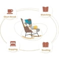 thumbnail image 4 of New Rocking Chair, Mid Century Fabric Rocker Chair with Wood Legs and Patchwork Linen for Livingroom Bedroom, 4 of 8
