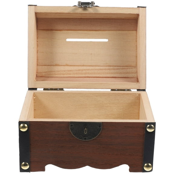 LEORX Lockable Wooden Storage Box With Lock For Home Decor Golden 1Pcs