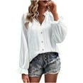 thumbnail image 4 of Holiday Deals! Borniu Womens Tops, Fashion Women Solid Color Casual V Neck Long Sleeve Shirts Blouses Tops Womens Fashion Clearance, 4 of 9