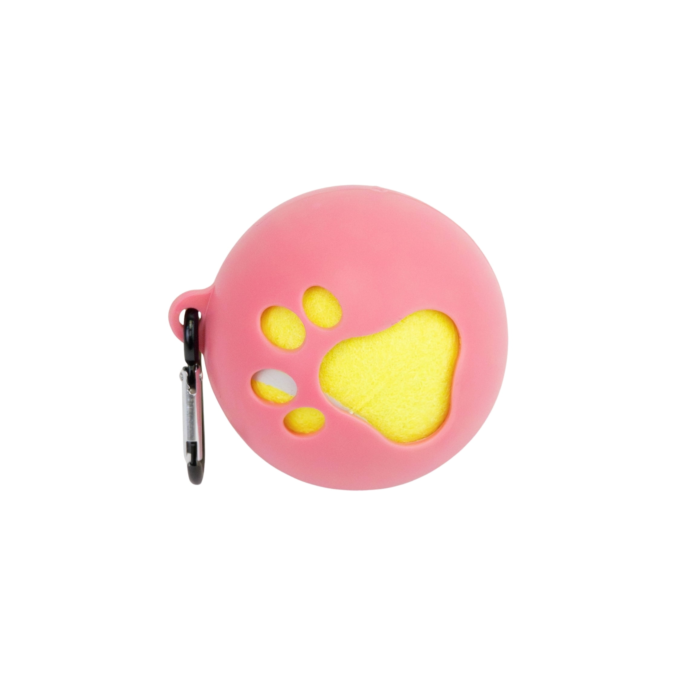 One Paw, Rubber Holder with Tennis Ball for Dogs, Play Fetch, Pink