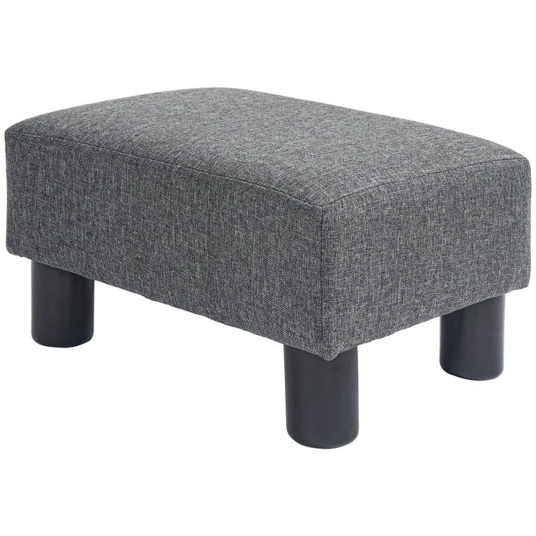 HOMCOM 16" Cube Linen Fabric Pouf Footrest Ottoman, Charcoal Gray photo 2