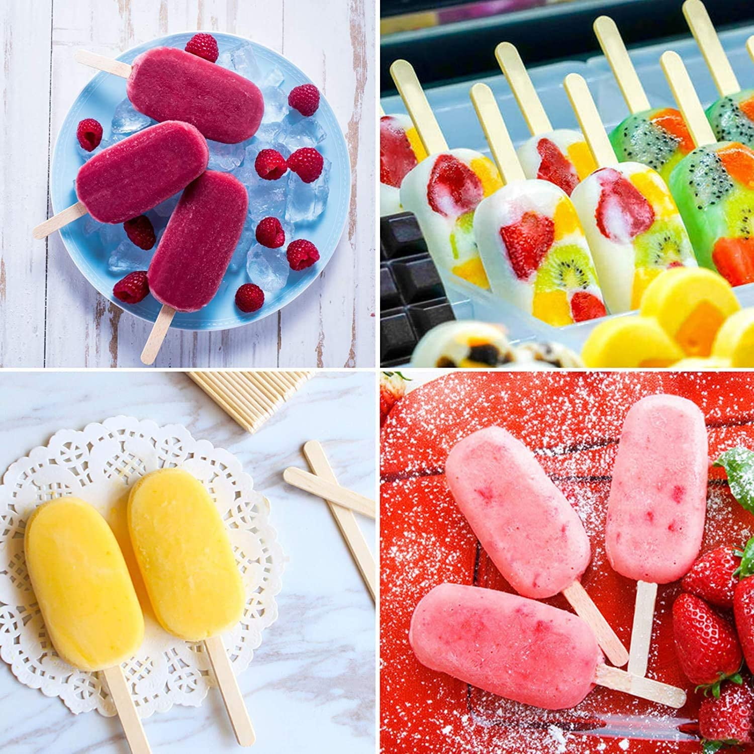 Popsicle Silicone Molds set of 2, Ice Pop Molds Mini 4 Cavities Oval  Homemade Cakesicle Maker With 50 Wooden Sticks Ice Tray DIY 