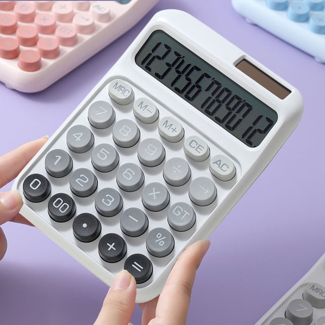 PRETXORVE Solar Powered Calculator 7 Cell Battery Power Calculator Office Use For Students To Do Exercises