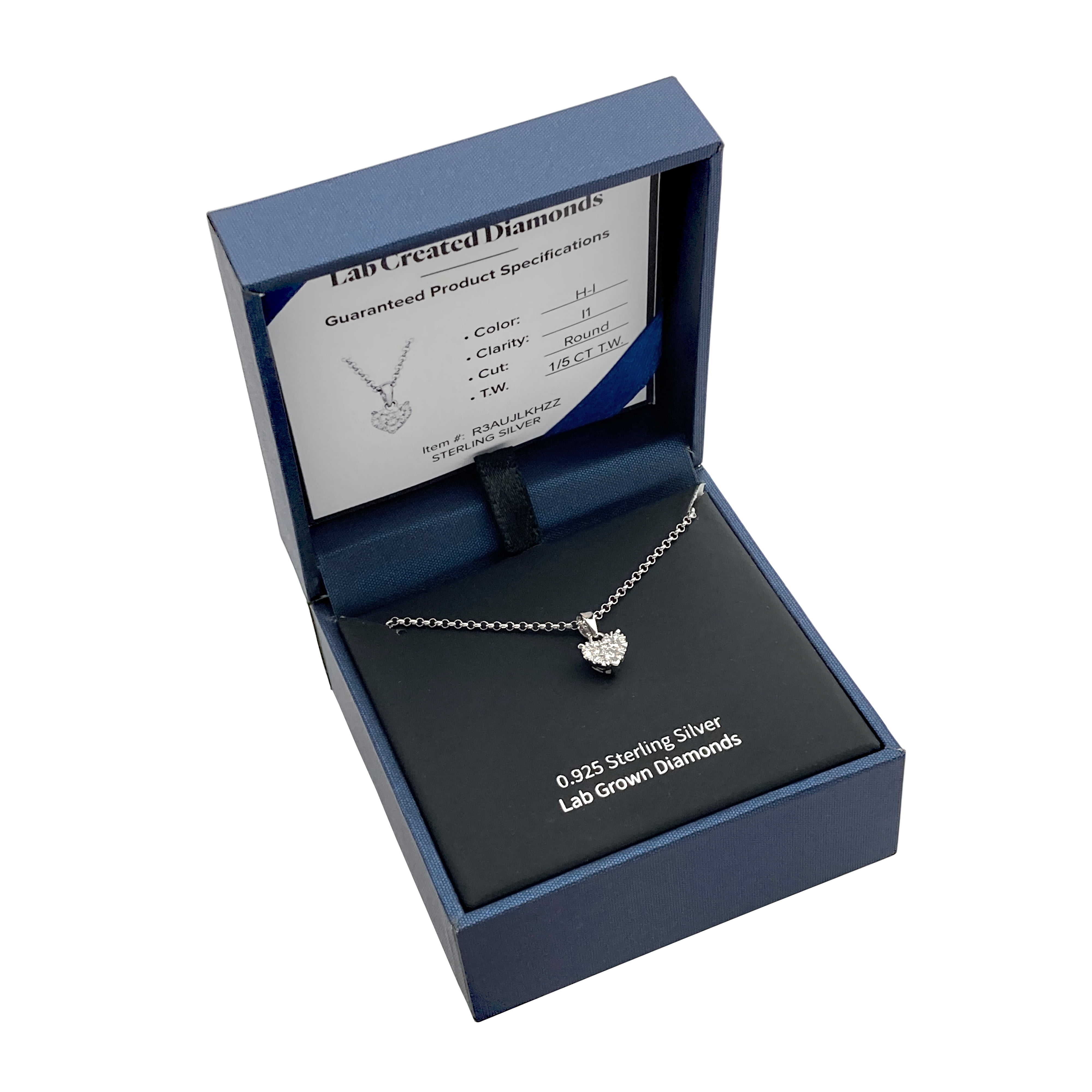 Forever Facets 1/5 CT TW Lab Grown Diamond Necklace in Platinum over Sterling Silver, Adult Female