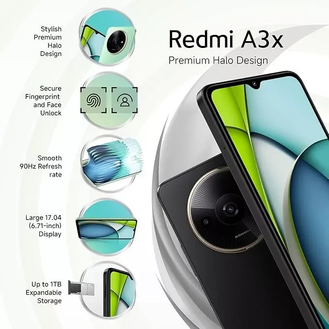 Xiaomi Redmi A3X 4G Smartphone, GSM Unlocked, 6.71