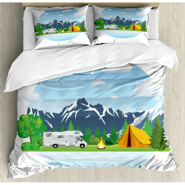 Camper Queen Size Duvet Cover Set, Queen Size Holiday Bedding