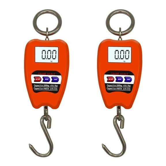 2X Mini Crane Scale Weighing Digital Industrial Hanging 200Kg/441Lb Heavy Duty Hook Scales Orange