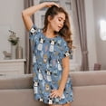 thumbnail image 3 of Kdxio Llamas And Cactus Pattern Womens Short Sleeve Sleepshirt Scoopneck Cute Nightdress Ruffle Comfy Nightgown, 3 of 6