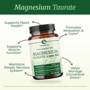 Nobi Magnesium Taurate Mineral Supplement with Vitamin B6 & Black Pepper, 1900mg, 60 Capsules