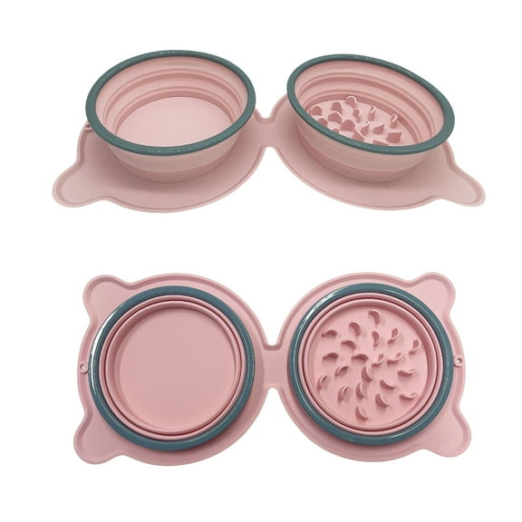 Folding Silicone Pet – Water and Feeding Bowl-PINK