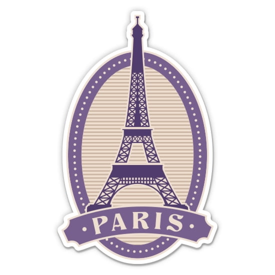 Paris Travel Stamp Eiffel Tower - 3" Vinyl Sticker - For Car Laptop Water Bottle Phone - Waterproof Decal