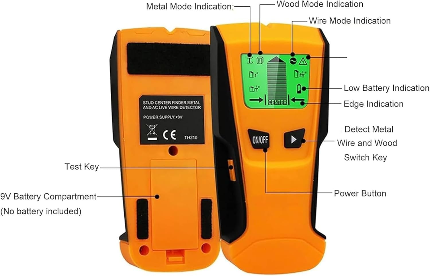 Wall Detector Metal, Multi-Functional LCD Digital Wall Detector, Stud Finder Wall Scanner with Alarm Function, Up to 3” (76mm), for The Center and Edge of Wood AC Cable Metal Studs Joist Pipe