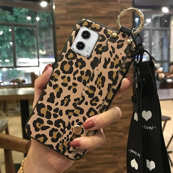 LYM-Phone Case For MOTO G 5G 2023, Anti-knock Ring Lanyard Kickstand Phone Holder Silicone Flower Shockproof Waterproof Back Cover Dirt-resistant Soft case Wristband Durable Protective