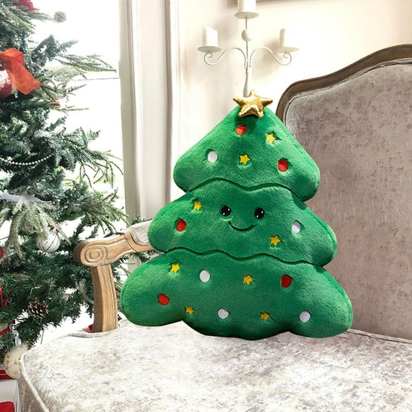 Joyful Christmas Tree Snowman House Pillow Plush Doll Decoration