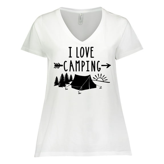 Inktastic I Love Camping- Tent and Trees Women's Plus Size V-Neck T-Shirt