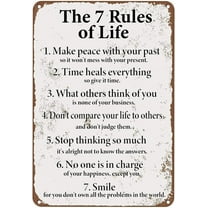 The 7 Rules of Life Vintage Metal Sign Make Peace With Your Past Inspirational Decor Rustic Tin Signs for Bedroom Kitchen Bathroom Wall Decor Christmas Gift 12x8 Inches