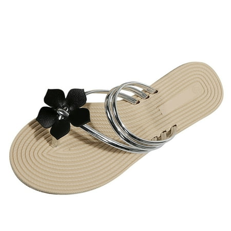 

Cathalem Women Minimalist Thong Sandals Fashion Summer Flat Sandals Silver 39