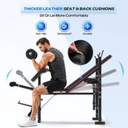 FASTES 7-in-1 Multi-Purpose Adjustable Weight Bench 1200lbs Workout Bench Press Bench Set with Barbel Rack and Leg Developer for Home Gym Full Body Training