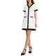 thumbnail image 2 of Vestido de trabajo elegante de mujer INSPIRE CHIC con contraste de color, escote en V, manga corta, corte A, color blanco, 2 of 5
