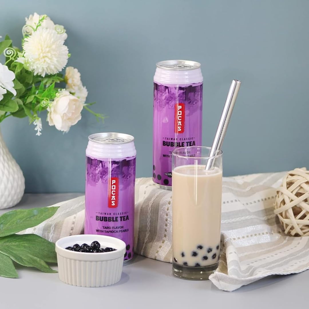 (4 pack) POCAS Bubble Tea, 4 ct, Taro Flavor, Taiwan Classic Milk Tea