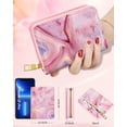 thumbnail image 4 of Gemfits Credit Card Holder Wallet for Women Leather Accordion Purse RFID Blocking Zipper Around, Fen_Marble, 4 of 6