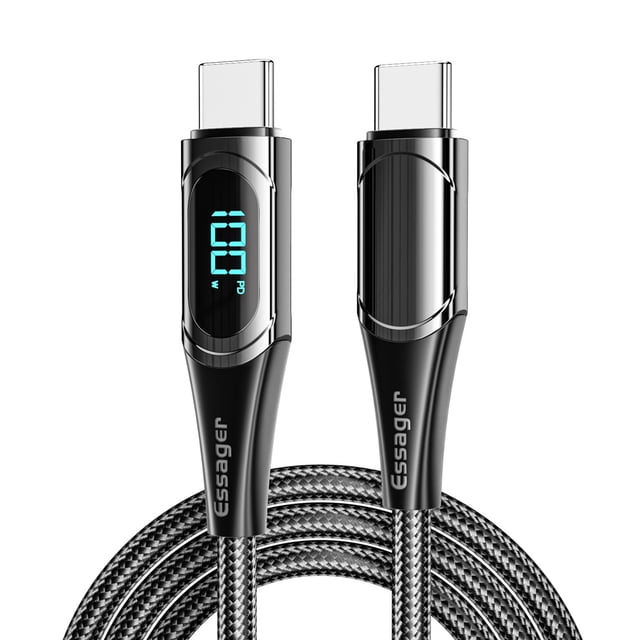 Cable de datos de carga rápida tipo C doble de 100 W para cable de carga de computadora portátil Cable de carga rápida PD con pantalla digital