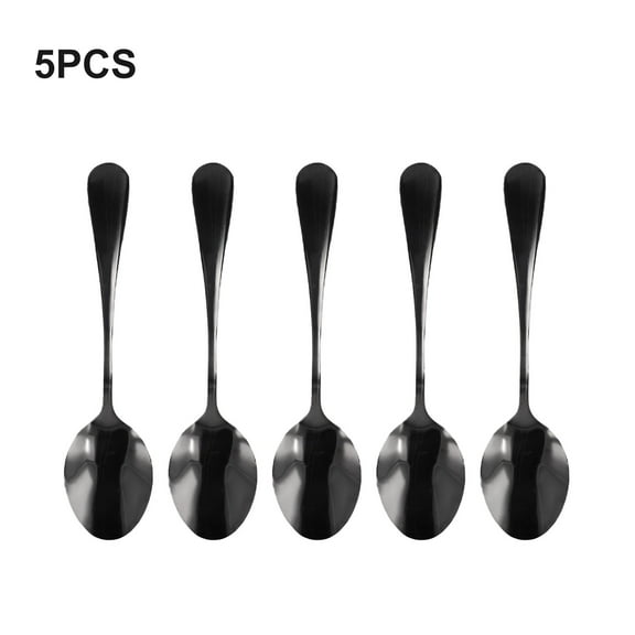 5pcs Teaspoons Stainless Steel Spoons Coffee Tea Spoon Teaspoon Black