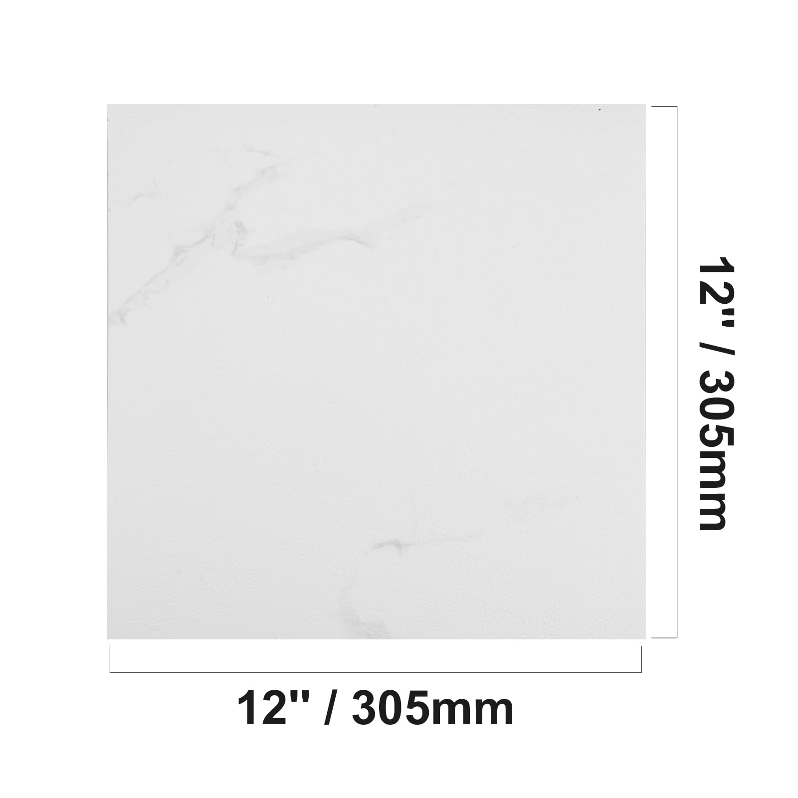KFFKFF 12" x 12" Self Adhesive Vinyl 50 Pieces 1.5mm White Floor Tiles Marble