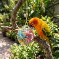 thumbnail image 4 of huayou Golden Metal Hanging Bird Foraging Cage, Colorful Raffia Filler, Chain Hook Design, Decoration, for Parrot, Budgie Cage Play, Gold, 4 of 7