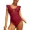 dark red, variant on Beautyin Womens One Piece Bathing Suit Deep V Neck Swimsuit Flounce Ladies Solid Plunging Beachwear
