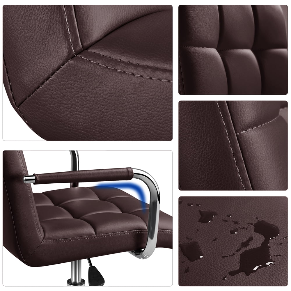 Alden Design Modern Faux Leather Adjustable Swivel Office Chair with Wheels, Espresso