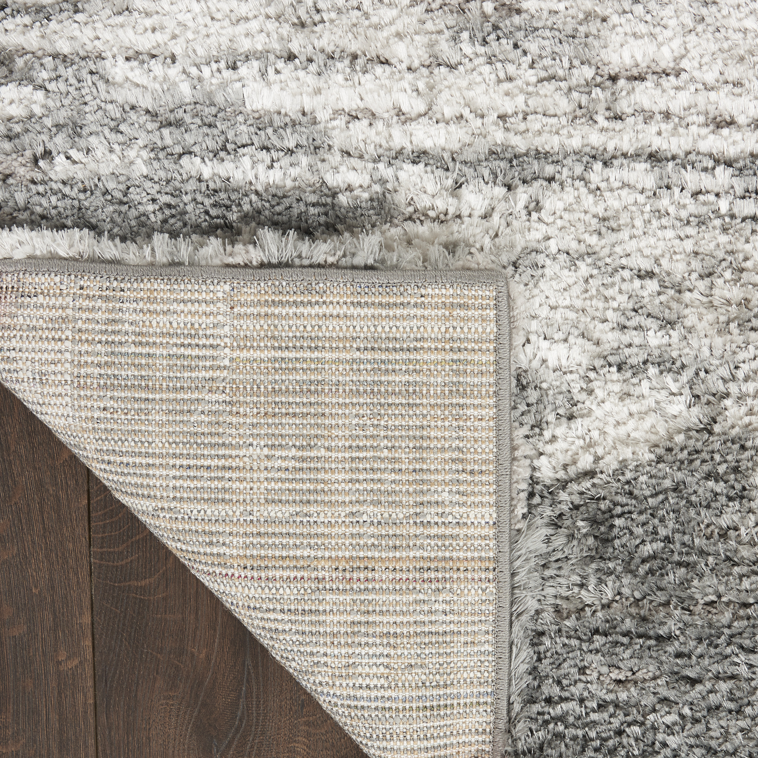 Nourison Dreamy Shag Abstract Contemporary Charcoal/Ivory 4' x 6' Area Rug