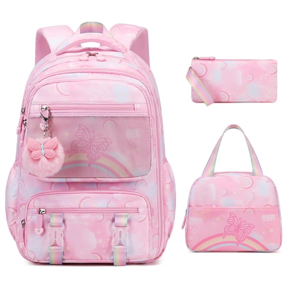 Mochila Scothen Mariposa Arcoíris con Set de Lonchera