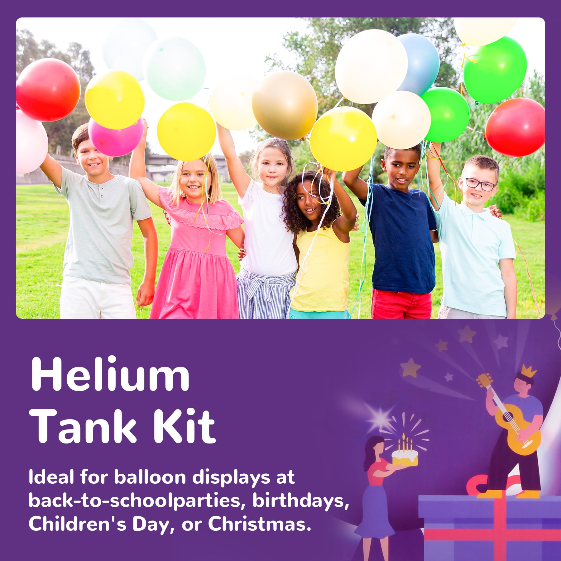 Soyishi 13.4L Helium Tank up to 50 Latex Balloons Helium Tank for Balloons at Home Helium Balloon Pump Kit Blend