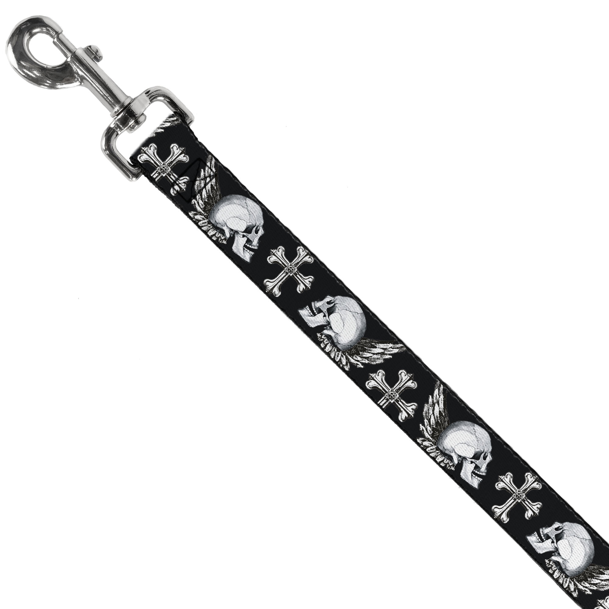 Buckle-Down Pet Leash, Dog Leash, Buckle Down Skulls Wings Black White, 6 Feet Long 1.0 Inch Wide