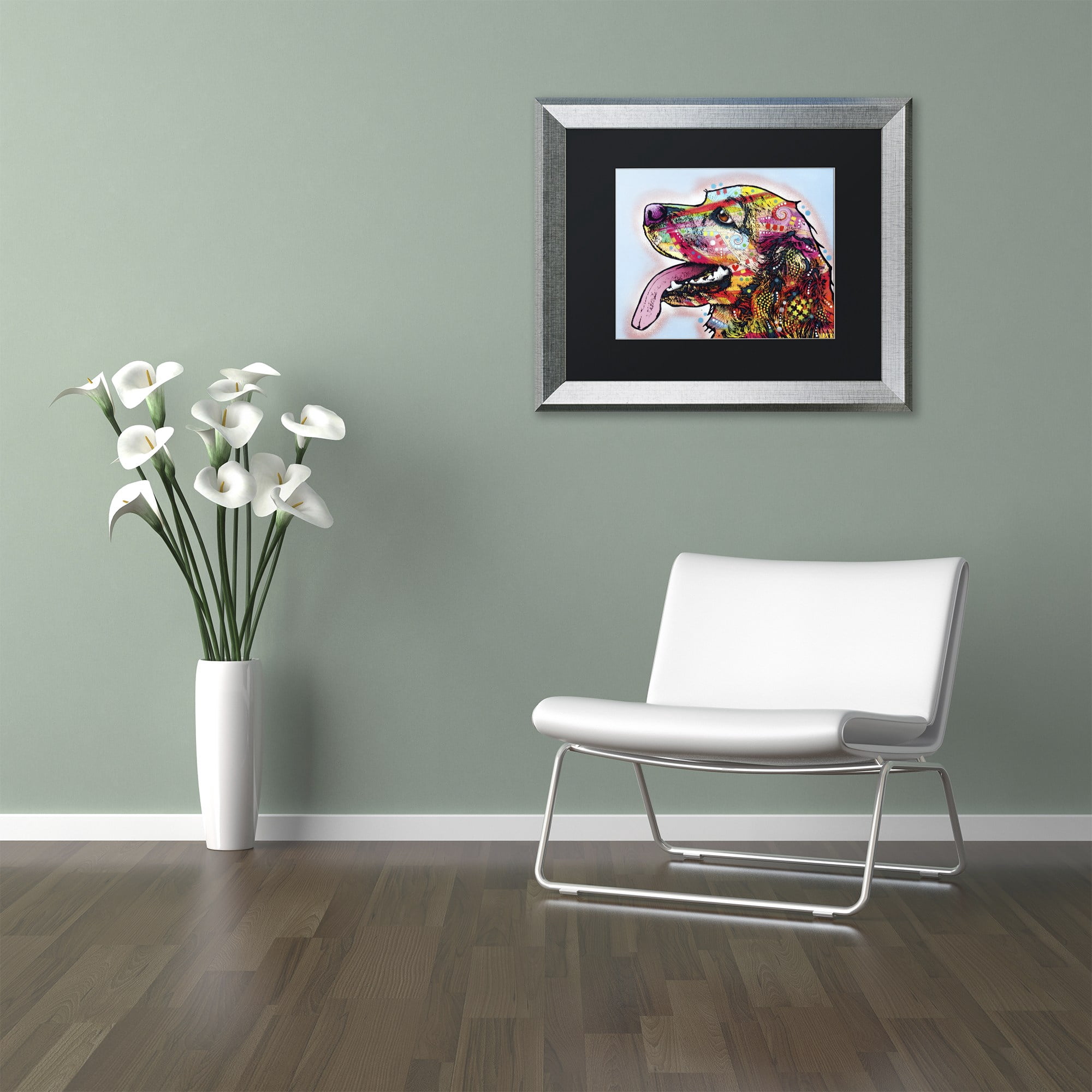 Trademark Fine Art "Cocker Spaniel" Canvas Art by Dean Russo, Black Matte, Silver Frame