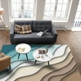 thumbnail image 4 of Area Rugs 5x7 Ft Abstract Geometric Teal Brown Gradient Waves Beach Non-Slip Washable Rug Indoor Rug Floor Mats Non Shedding Carpet for Living Room Bedroom Dining Room Home Decor, 4 of 8