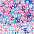 thumbnail image 1 of Kikonoke Kit de diamantes de imitación de perlas de resina de 75 g, medias perlas de 3 a 10 mm y diamantes de imitación con parte posterior plana de 2 a 6 mm para decoración de uñas, zapatos, ropa, va, 1 of 4