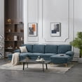 thumbnail image 2 of Couches for Living Room, Convertible Sectional Sofa Couch U Shaped Couch in Chenille with 2 Pillows and Metal Legs, 4-seat Modular Sofa for Apartment, Small Space, Lounge, Blue, 2 of 9
