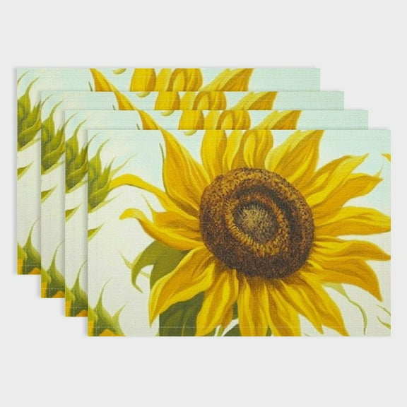 Pratyus Sunflowers Dining Table Placemats Set of 4 Linen Cloth for Home Decoration and Special Occasions 18x12in