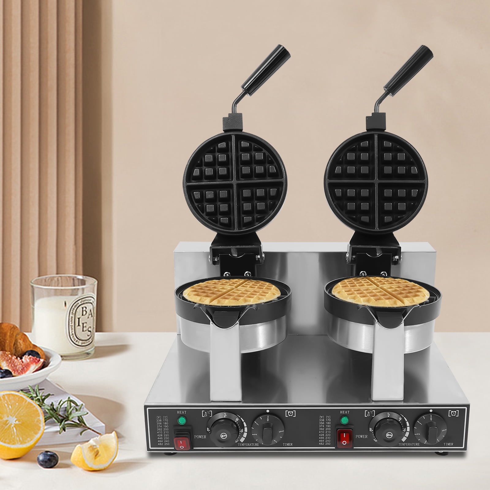 1 PCS 50*39*30cm/19.7*15.4*11.8in Waffle Maker, Waffle Making Machine, Double Head Waffle Maker Machine